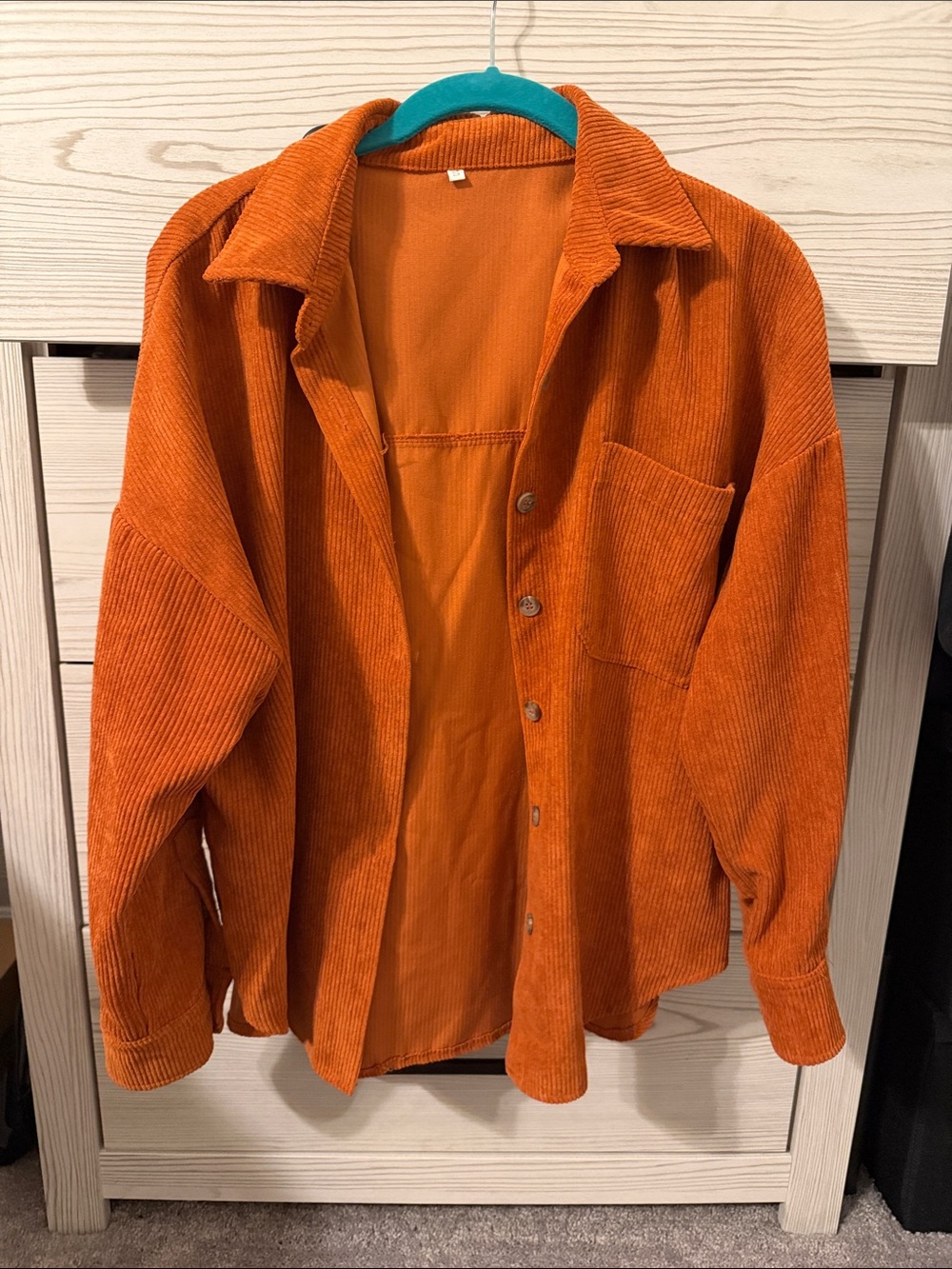 Women's Orange Corduroy Button-Up Jacket